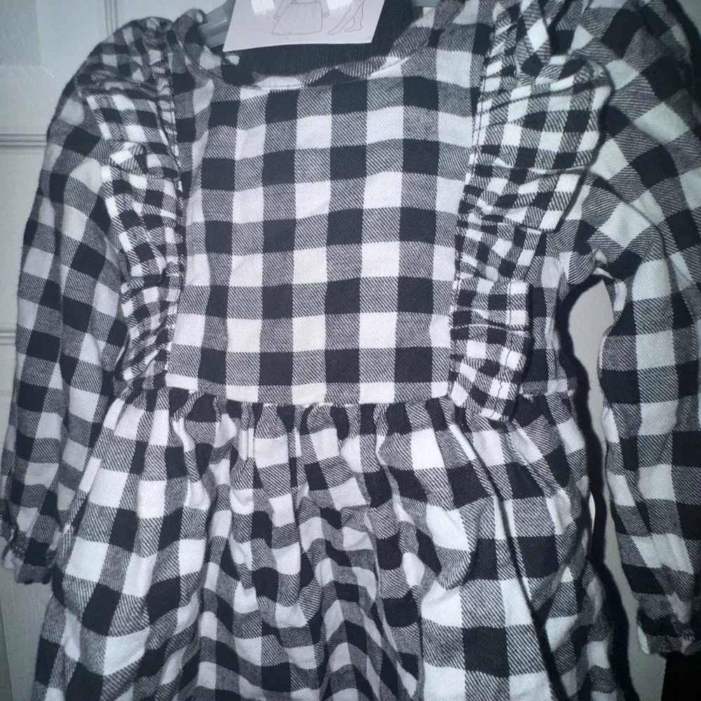 WonderNation 6-9Months Cotton Plaid Dress with tight Outfit 2 Piece Set NWT